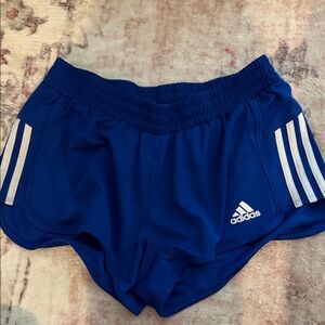 adidas Women's Royal Blue Athletic Shorts with White Stripes